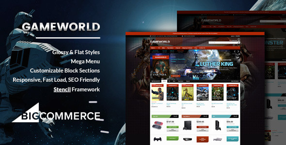 01 gameworld game store responsive bigcommerce theme.  large preview