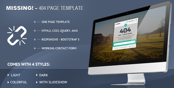 01 missing 404 responsive page template preview.  large preview