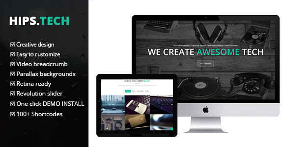 Hipstech one page parallax wordpress theme.  large preview