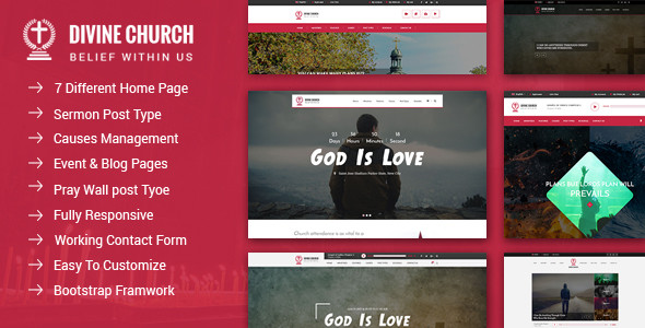 Church html theme preview.  large preview