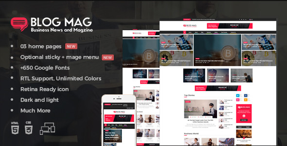 Blog mag theme preview.  large preview