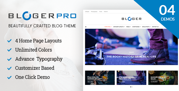 Bloger pro theme preview.  large preview