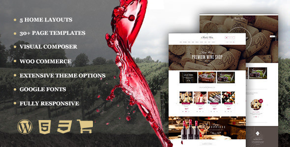 01 wine responsive restaurant winery wordpress shop.  large preview