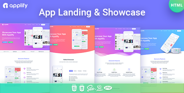 Applify app landing html theme.  large preview
