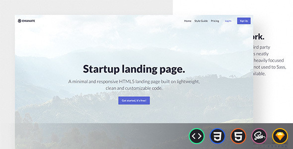 Emanate startup landing page.  large preview