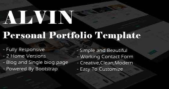 Box 01 alvin personal portfolio template.  large preview