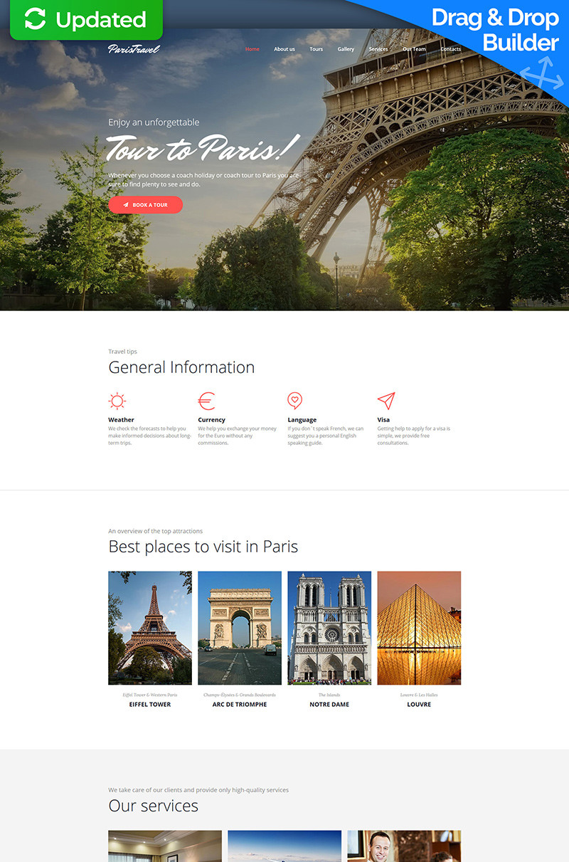 Paris travel agency premium moto cms 3 template 64201 original
