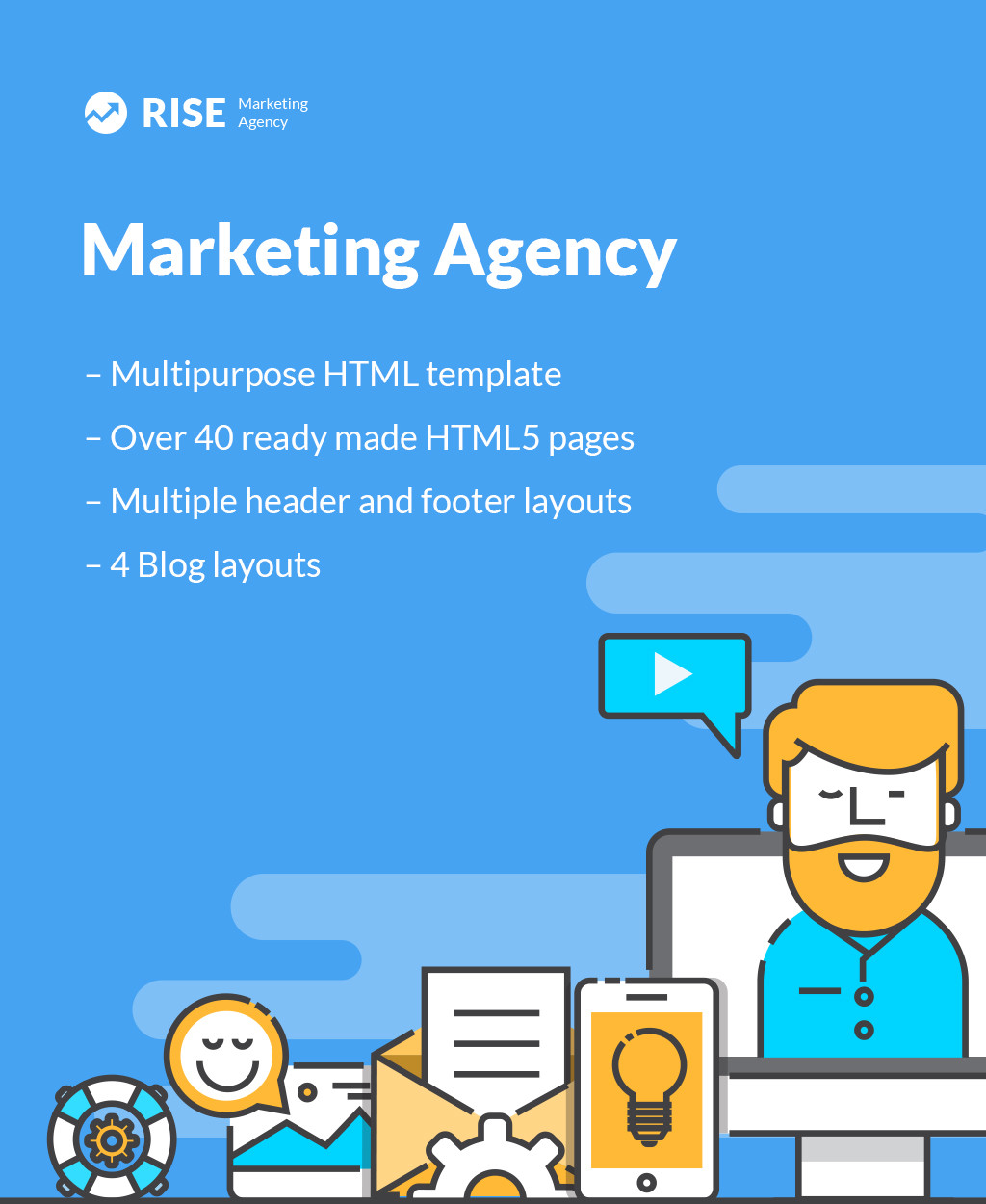 Rise marketing agency multipage website template 64655 original