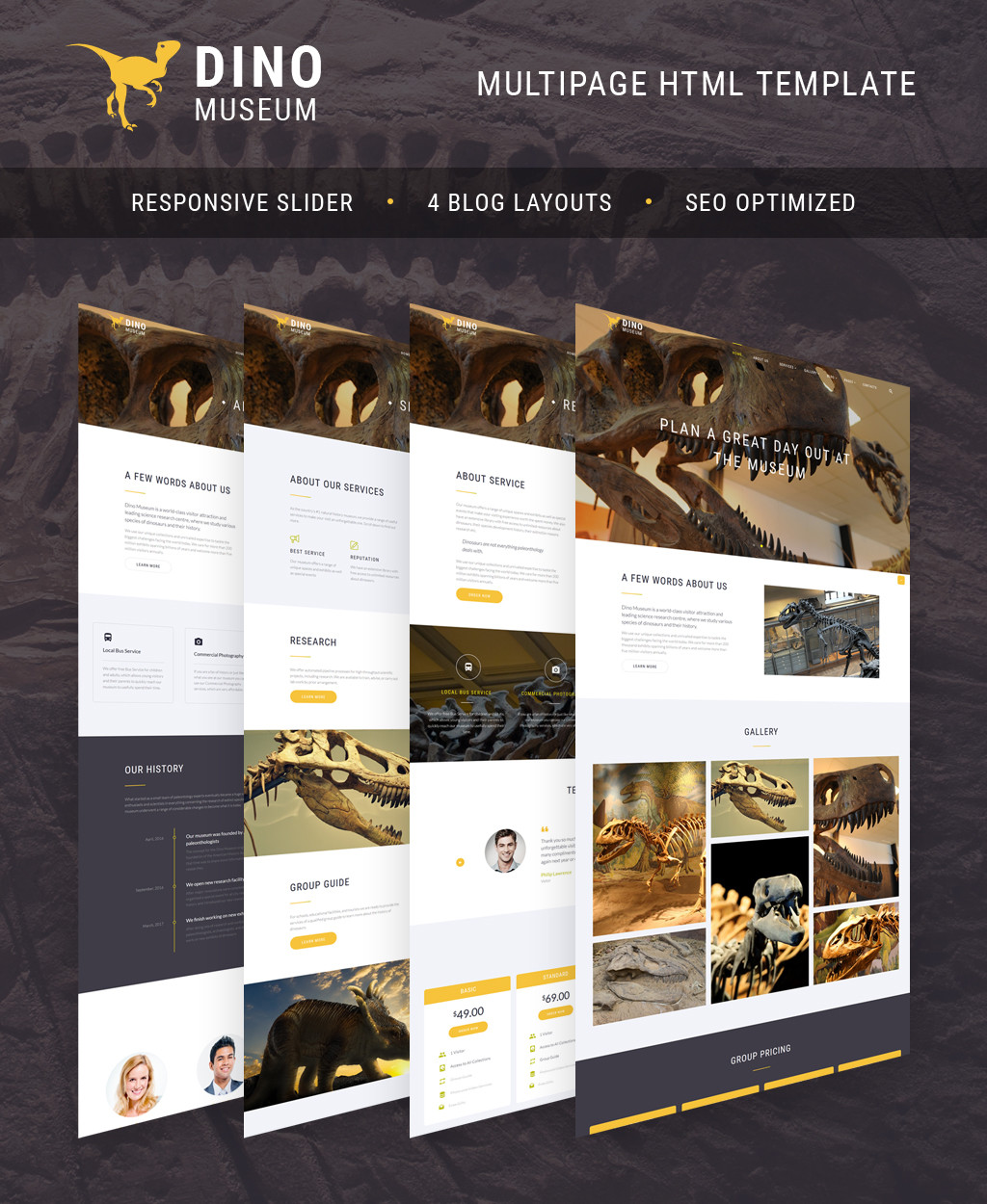Dino museum website template 64432 original
