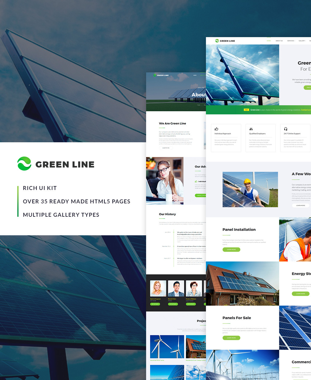 Green line environmental multipage website template 64427 original