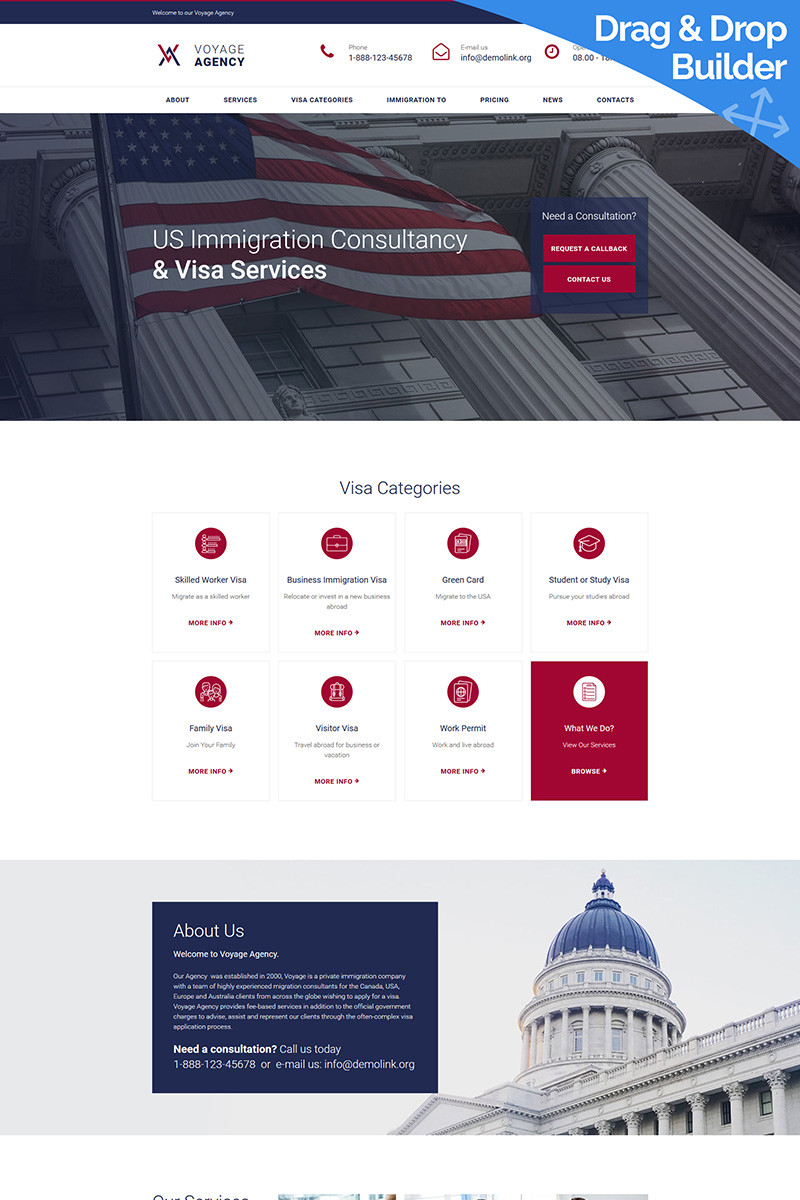 Voyage agency immigration consulting moto cms 3 template 66409 original