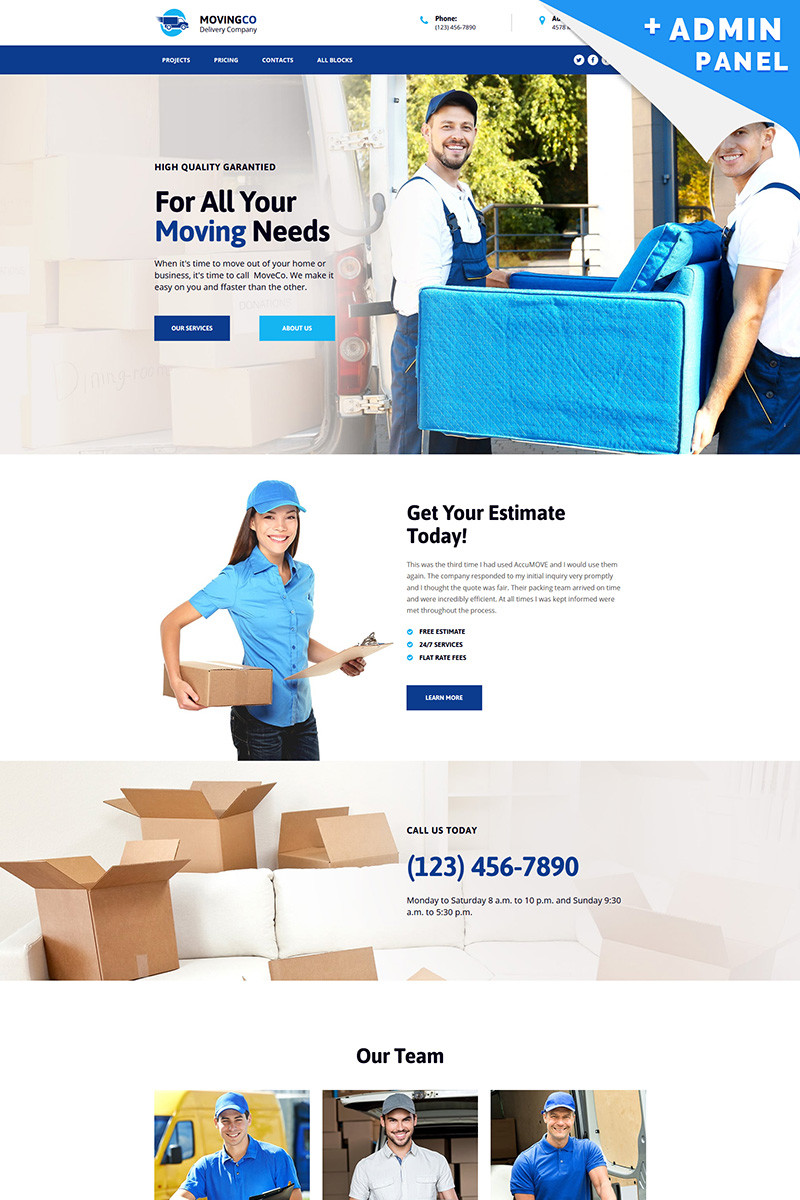 Packing and moving company motocms 3 landing page template 67965 original