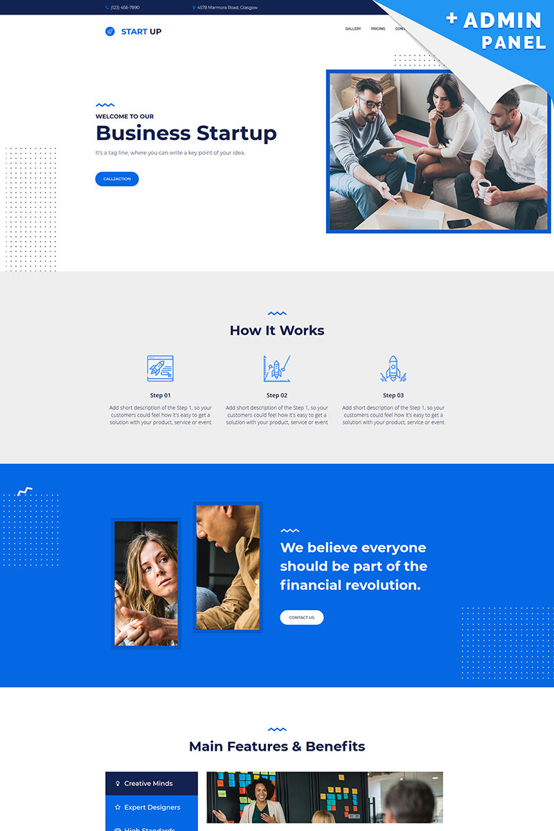 Business startup landing page template 67966 original