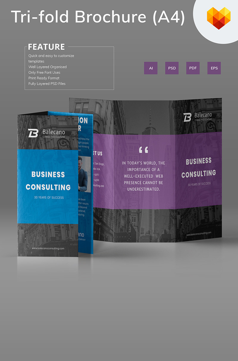 Business consulting tri fold brochure corporate identity template 68048 original
