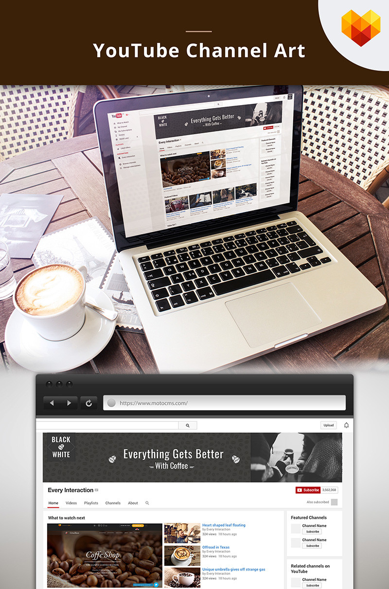 Coffee shop youtube channel art social media 66794 original