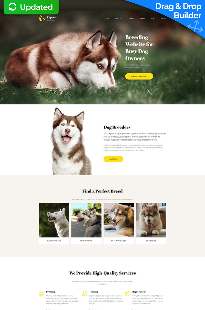 Pupper dogs breeder premium moto cms 3 template 65296 original