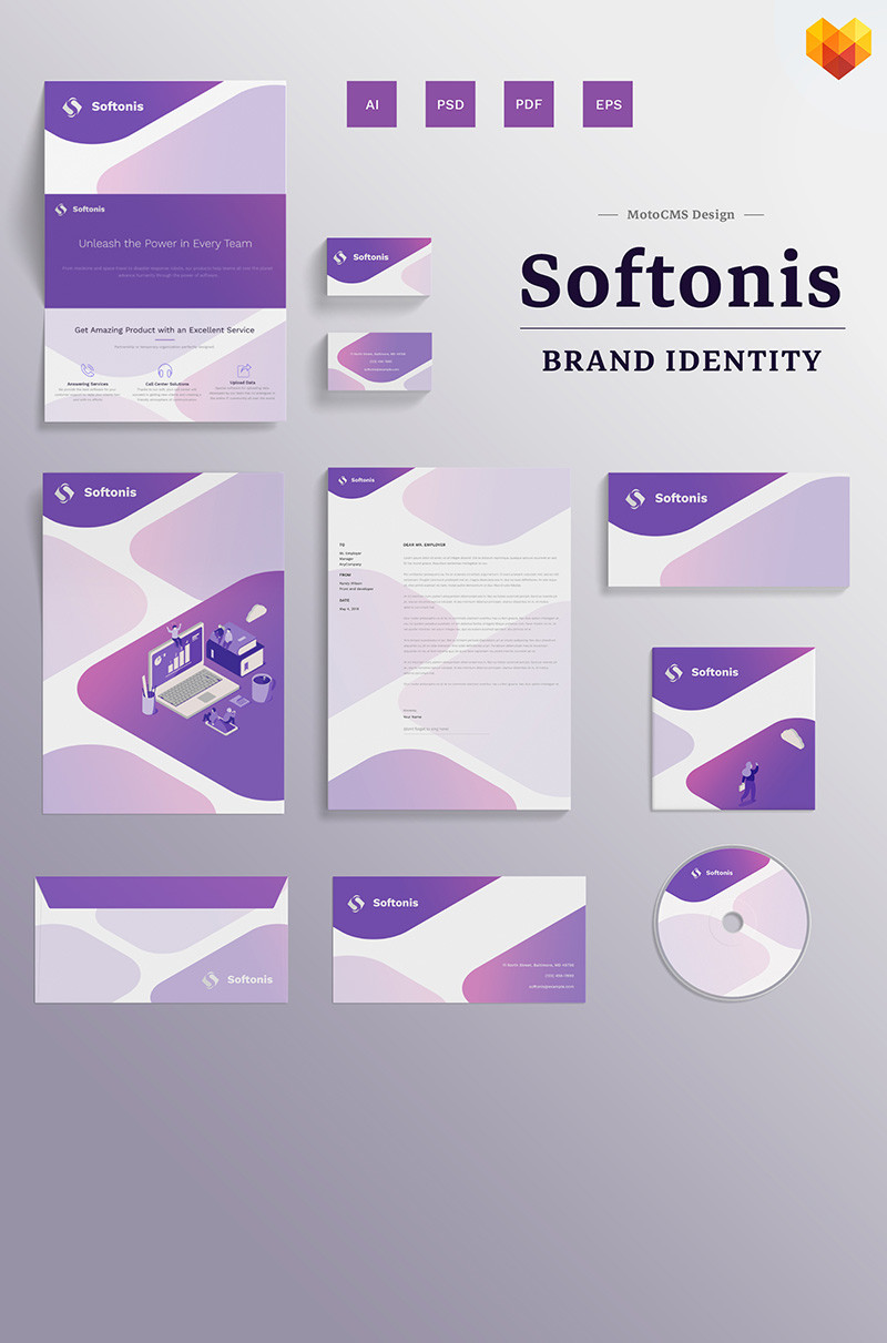 Softonis company branding design corporate identity template 68045 original