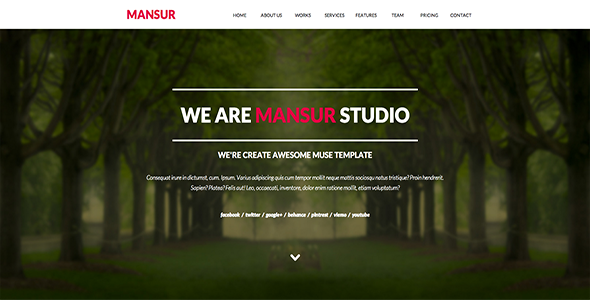 01.mansur parallax one page muse themes.  large preview