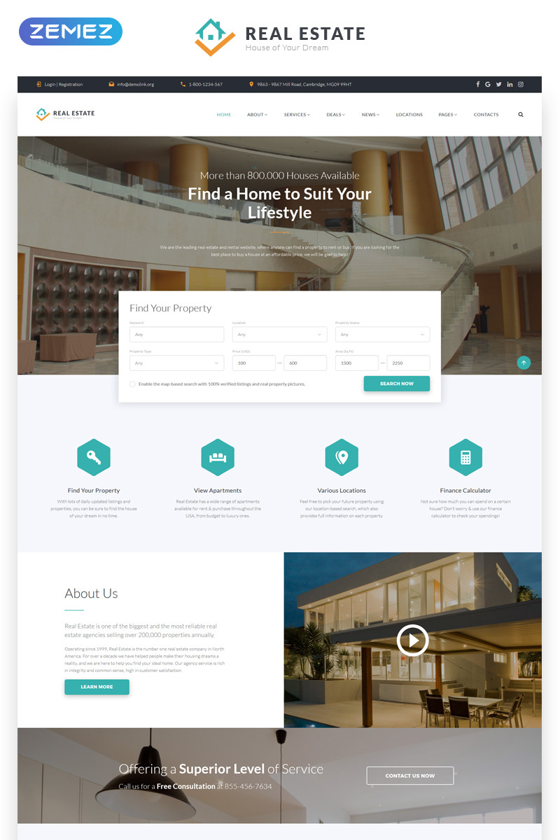 Real estate efficient housing  accommodation multipage html website template 58633 original