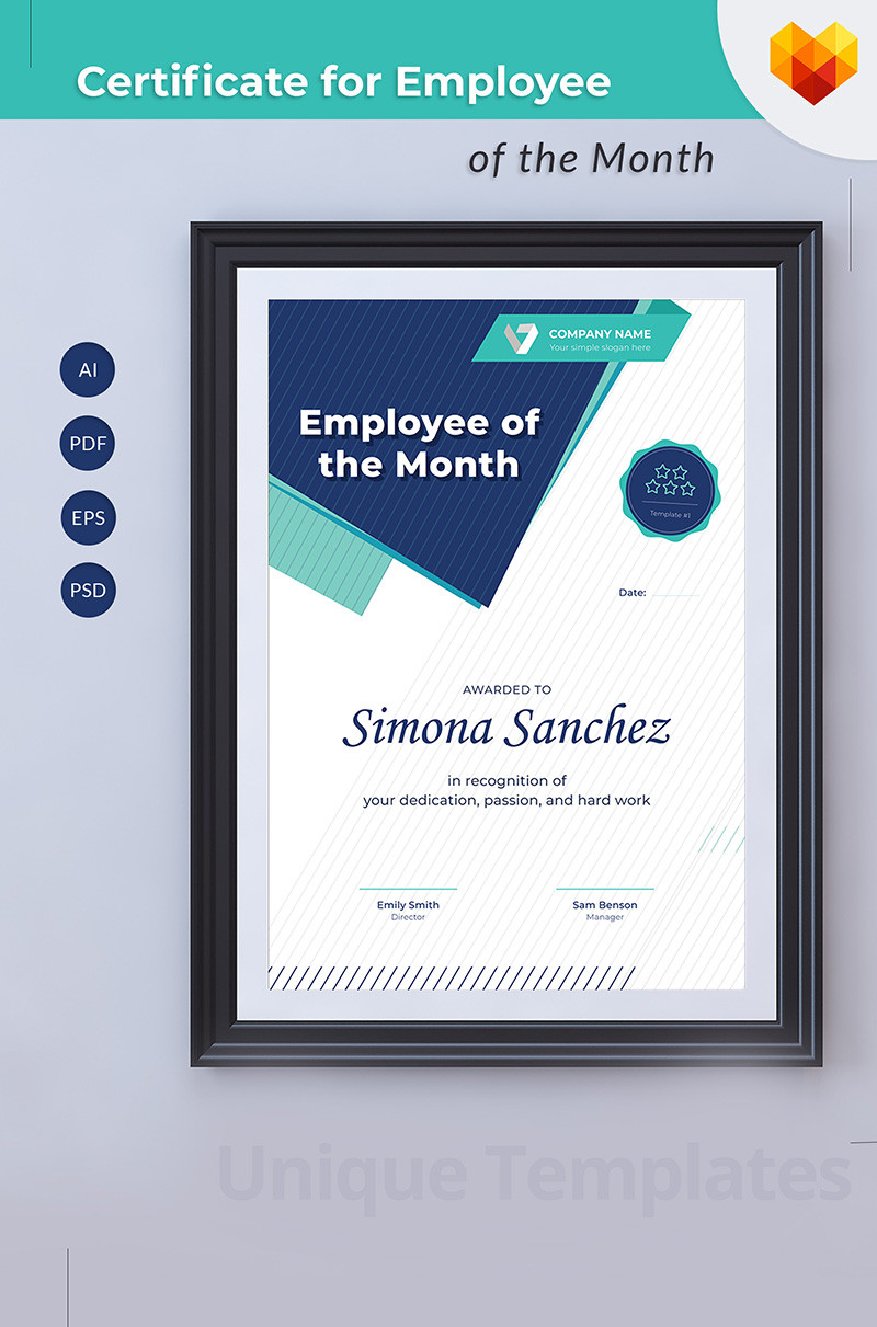 Employee of the month certificate template 68043 original