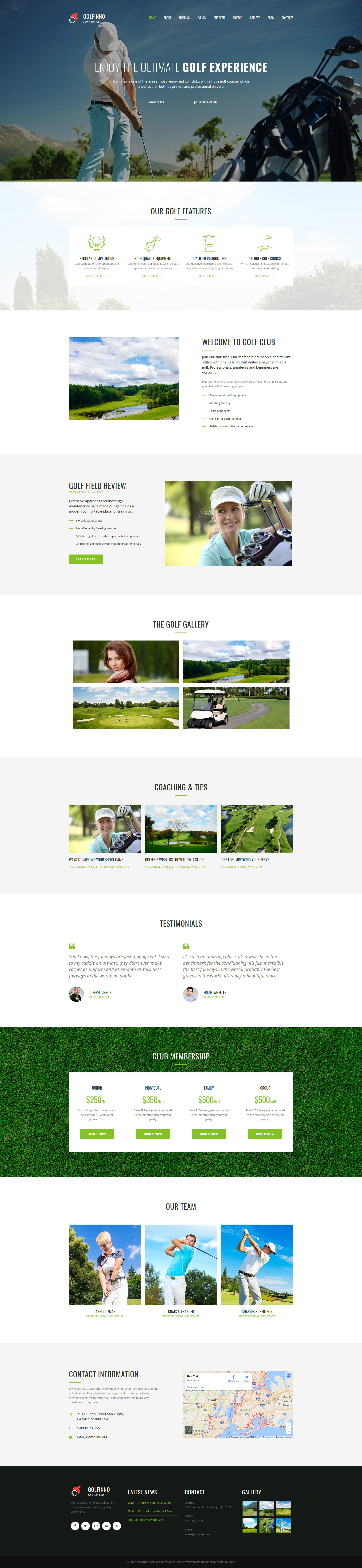 Golf club premium moto cms 3 template 59469 original