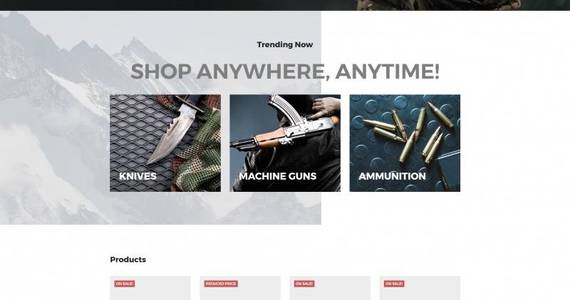 Box militarista weapons shop motocms ecommerce template 71468 original