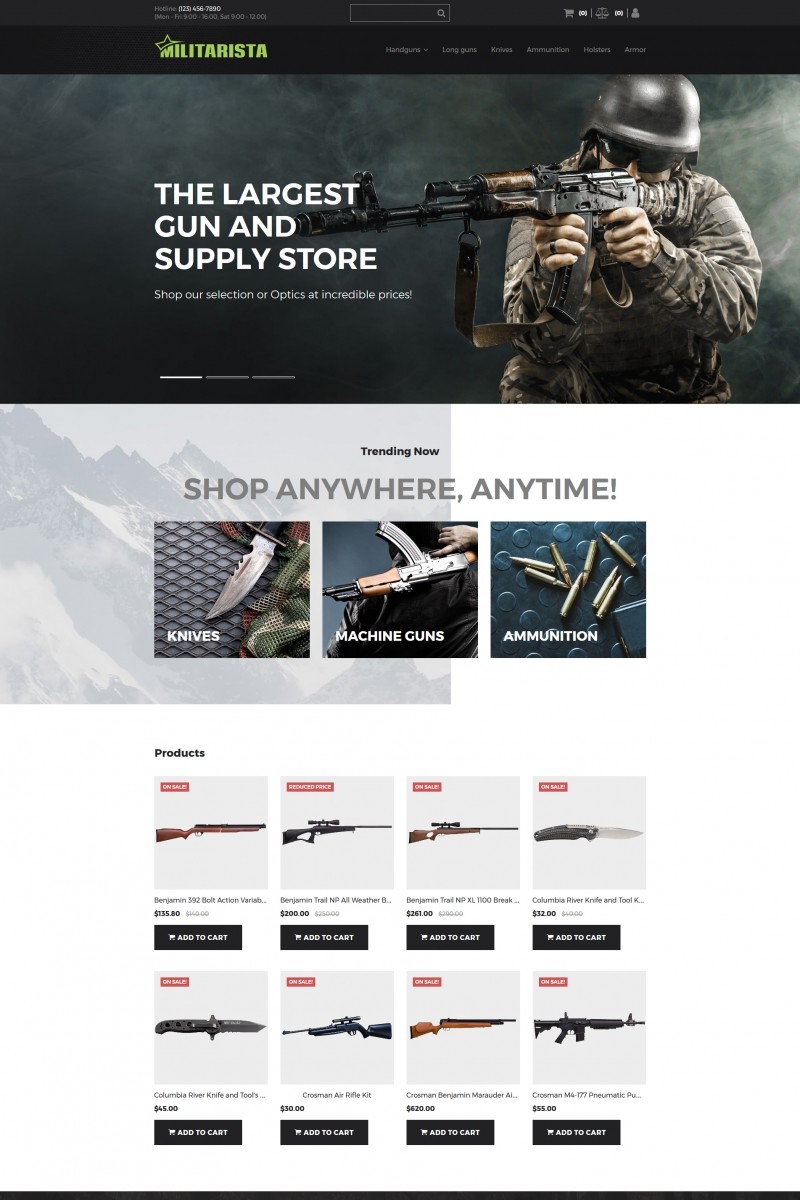 Militarista weapons shop motocms ecommerce template 71468 original