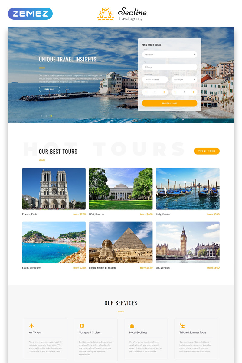 Sealine travel agency multipage html website template 48115 original