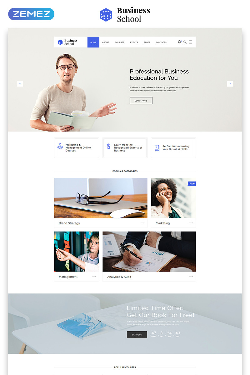 Business school e learning multipage html website template 46509 original