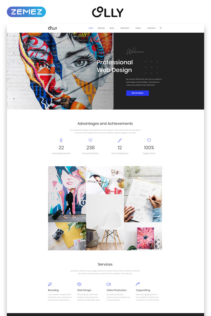 Olly advertising agency multipage html5 website template 44829 original