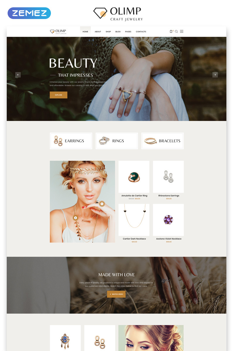 Olimp luxury jewelry online store multipage html website template 60076 original