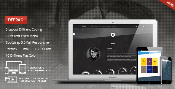 01 defrag onepage personal portfolio theme screen.  large preview
