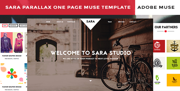 01 sara parallax one page muse template theme preview.  large preview