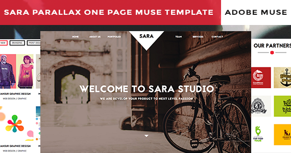 Box 01 sara parallax one page muse template theme preview.  large preview