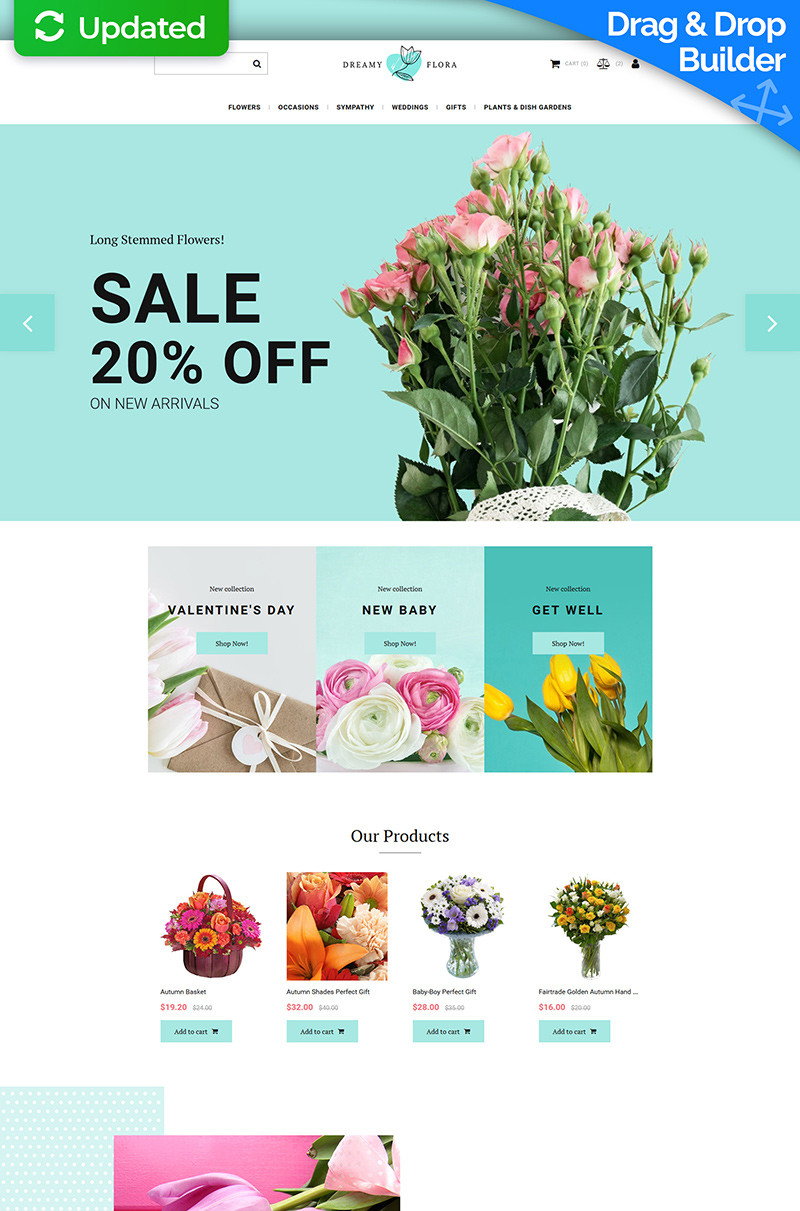 Dreamy flora flower shop motocms ecommerce template 71470 original