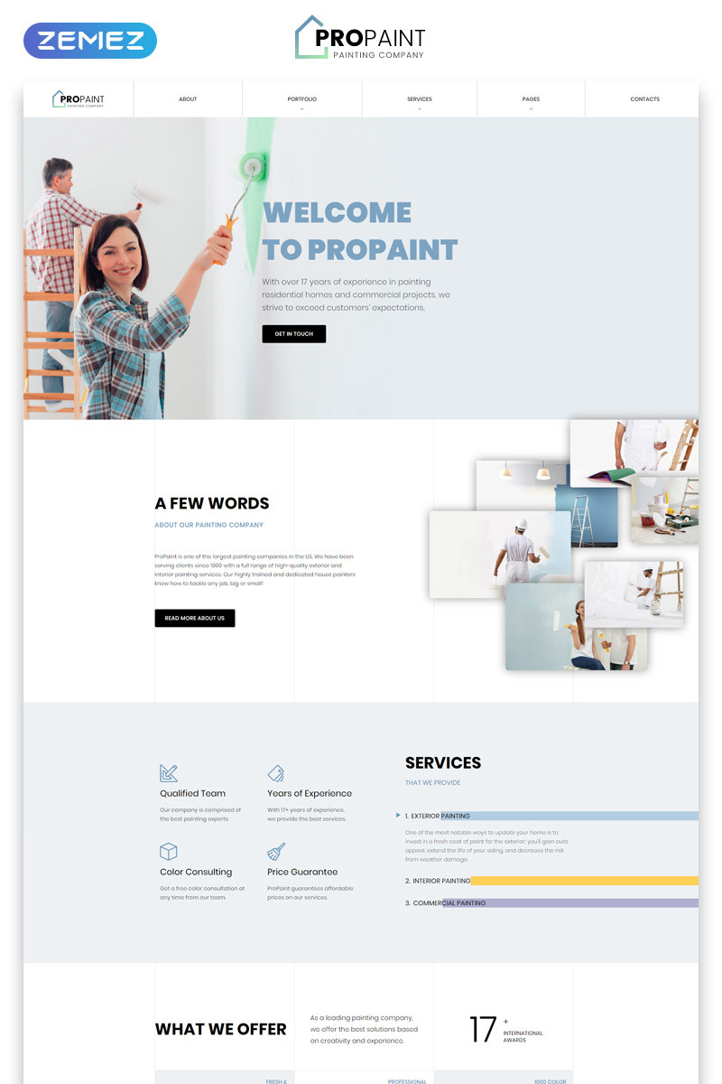 Propaint painting company multipage creative html website template 52119 original