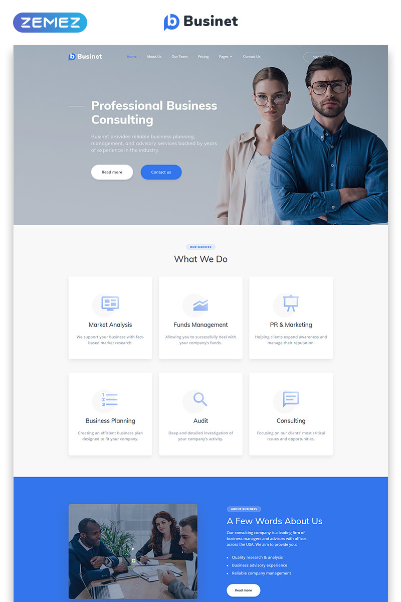 Businet business consulting modern multipage html5 website template 49529 original