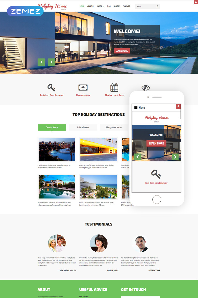 Holiday homes real estate multipage clean joomla template 61313 original
