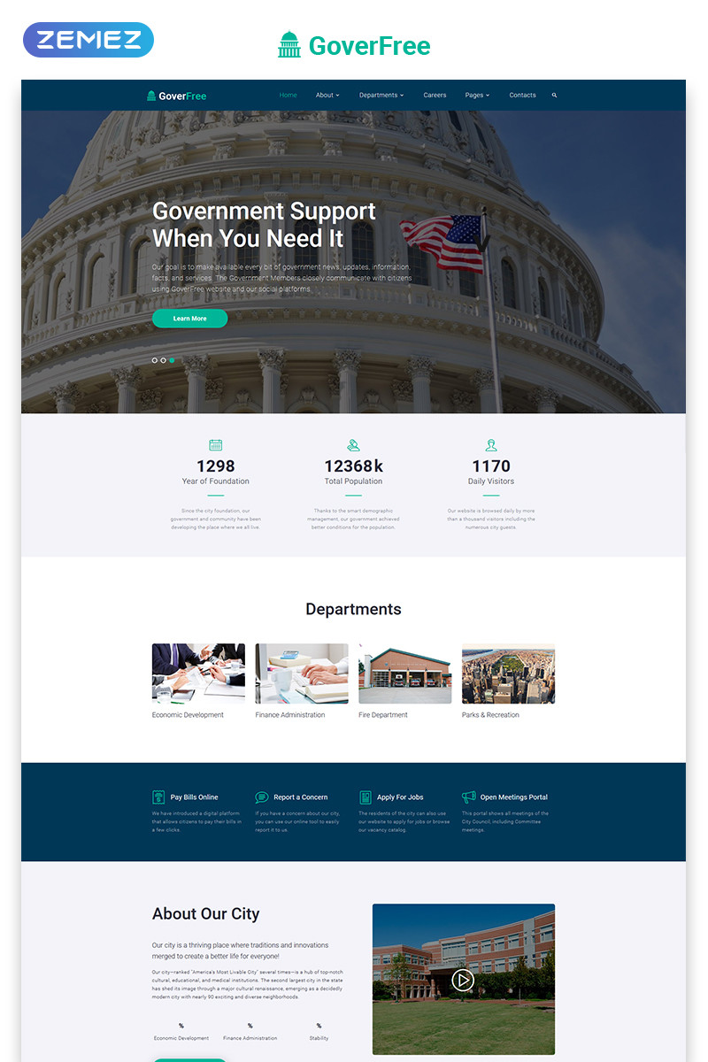 Goverfree government multipage clean html website template 48697 original