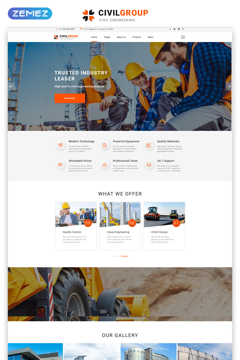 Civil group construction company multipage modern html website template 51405 original