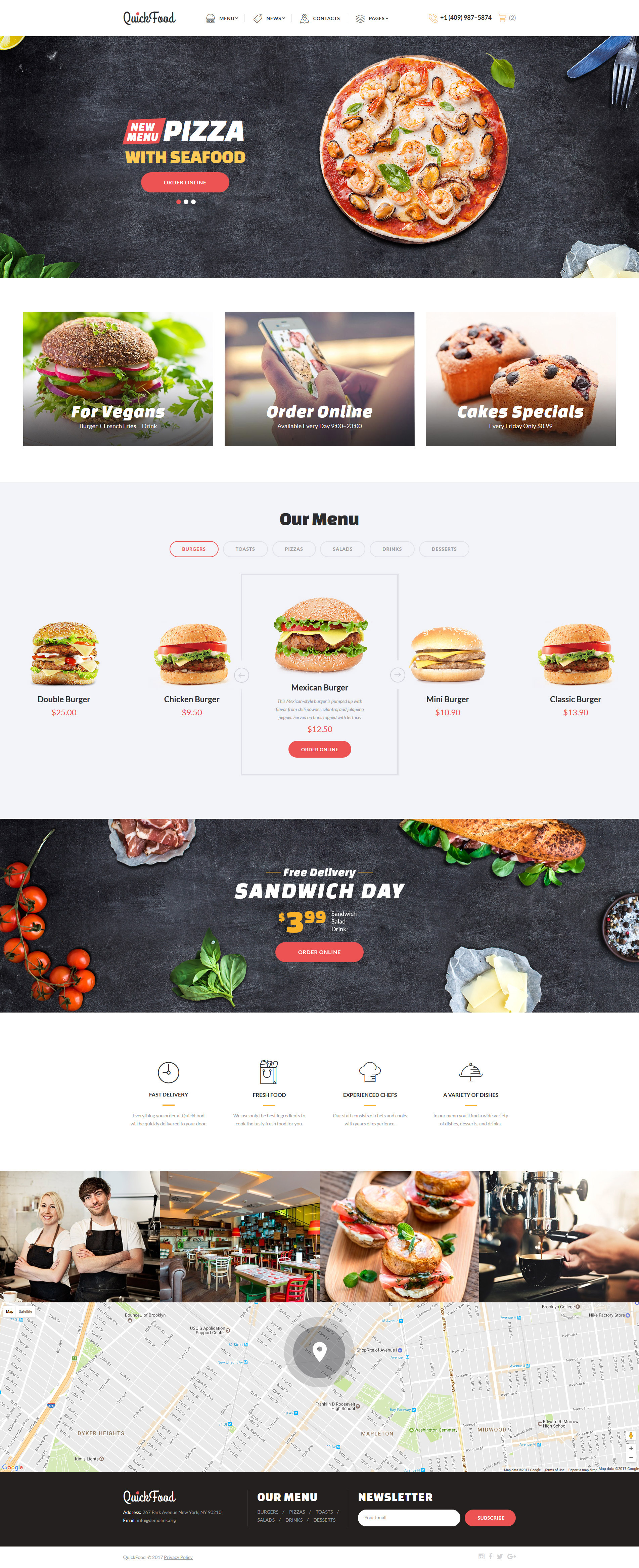 Quick food fast food restaurant responsive multipage website template 61177 original