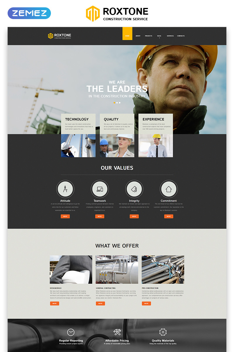 Roxtone construction company responsive creative html website template 50726 original