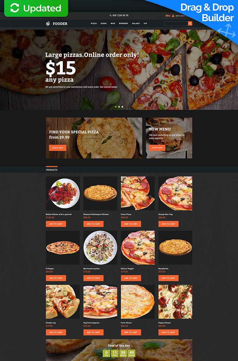 Fooder pizza restaurant motocms ecommerce template 65055 original