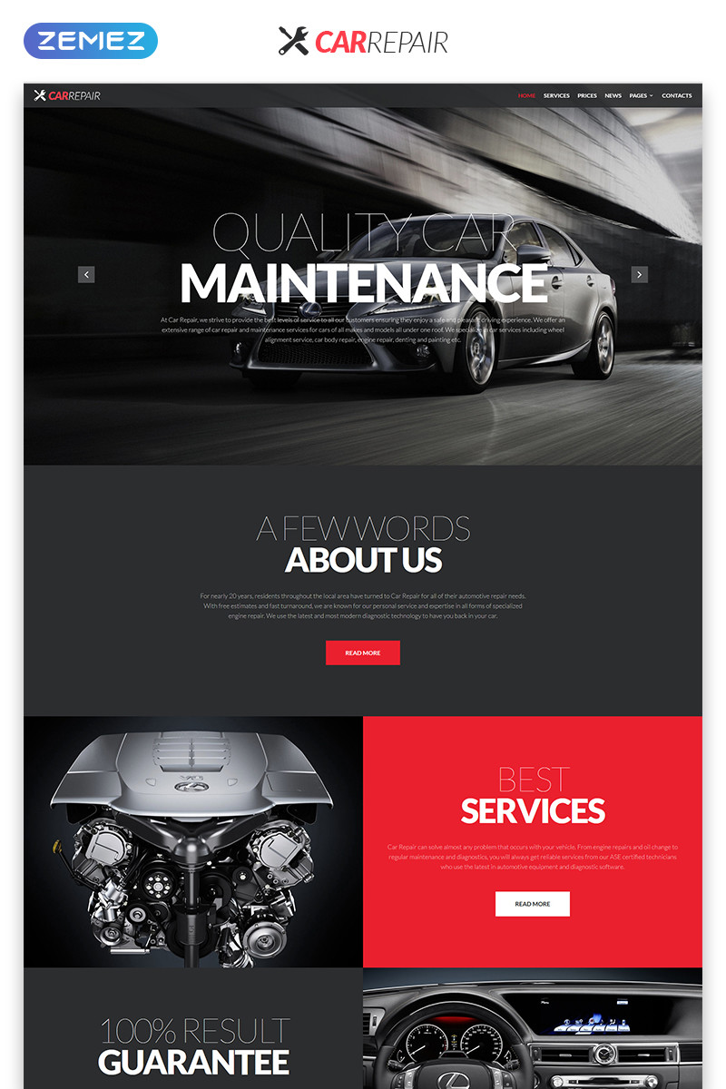 Car repair cars  motorcycles creative responsive html website template 51928 original