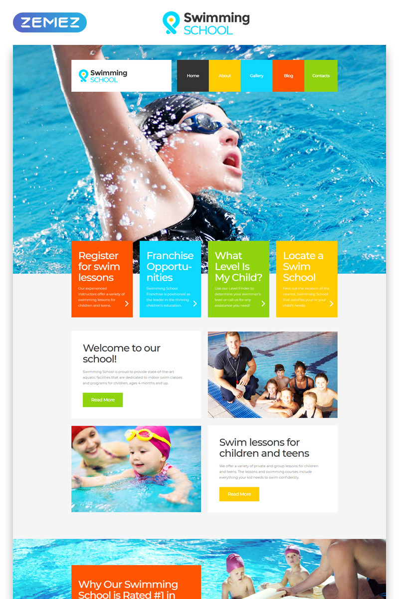 Swimming school clean responsive html5 website template 52860 original