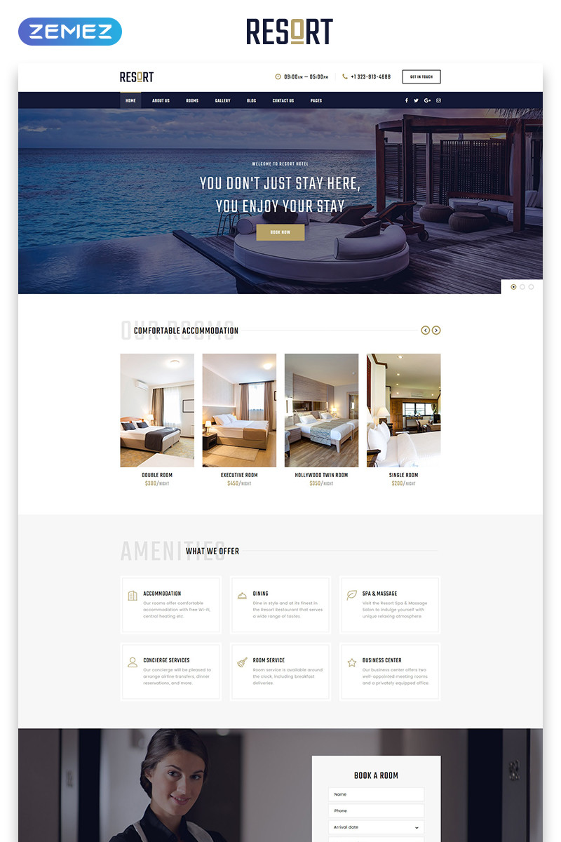 Resort hotel multipage modern html bootstrap website template 50553 original