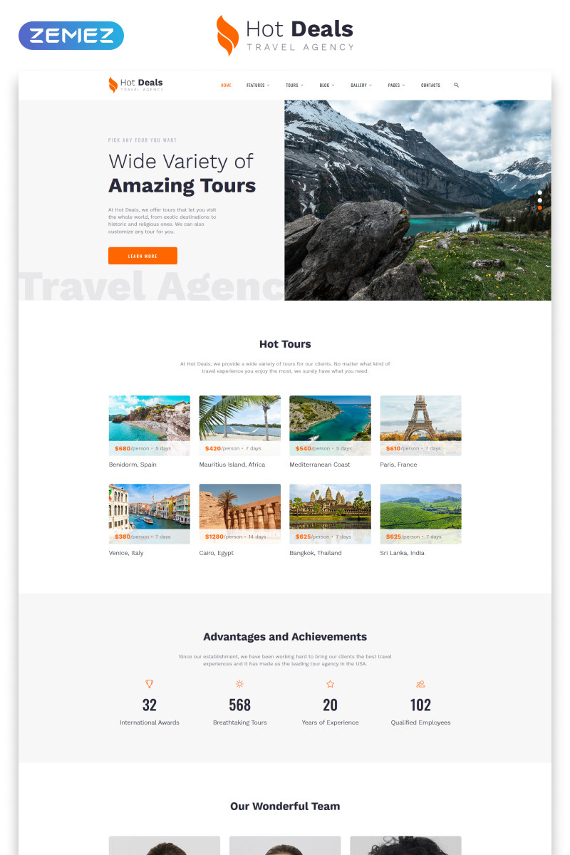 Hot deals travel agency clean multipage html website template 52960 original