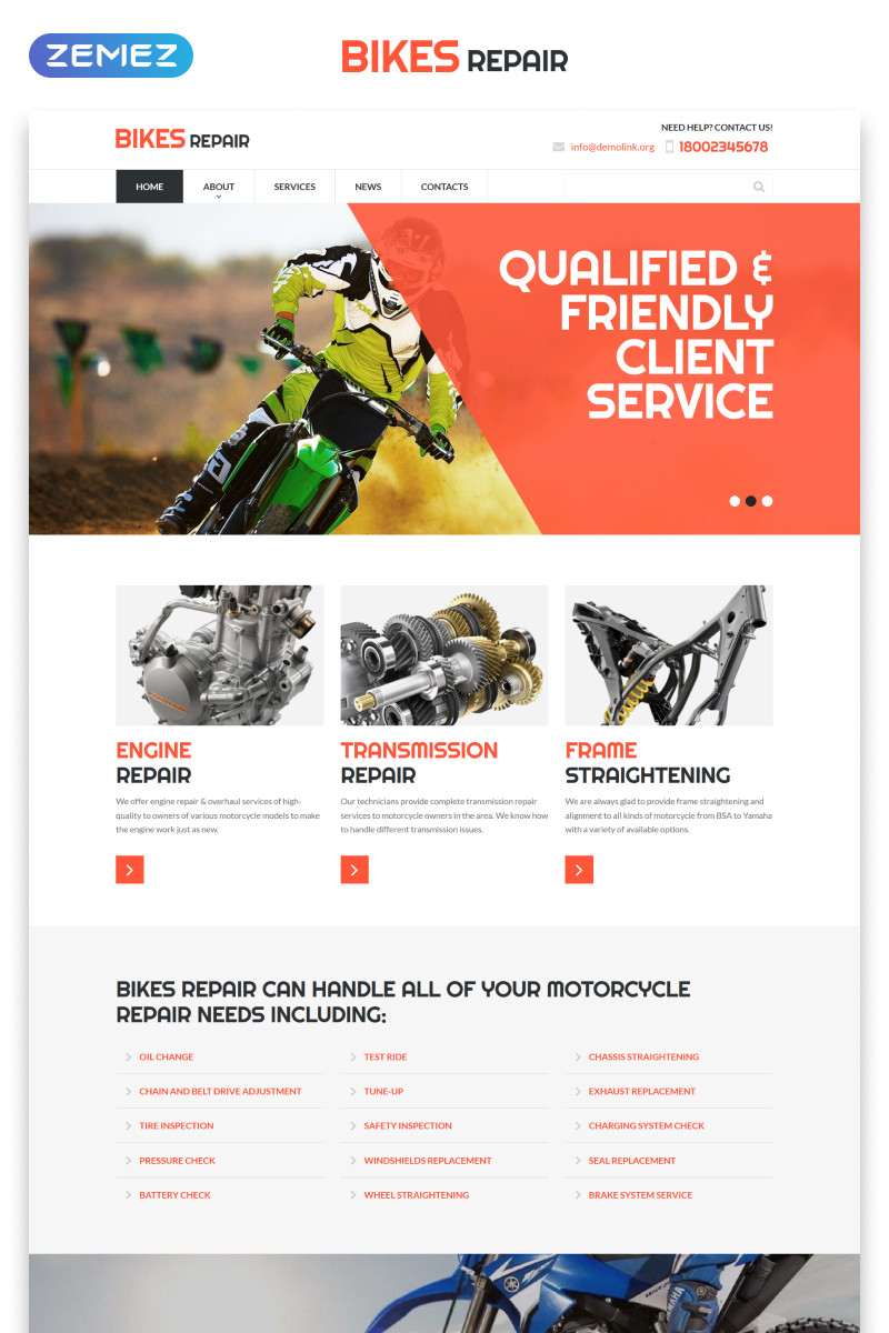 Bikes repair motorcycles repair  service responsive clean html website template 52978 original