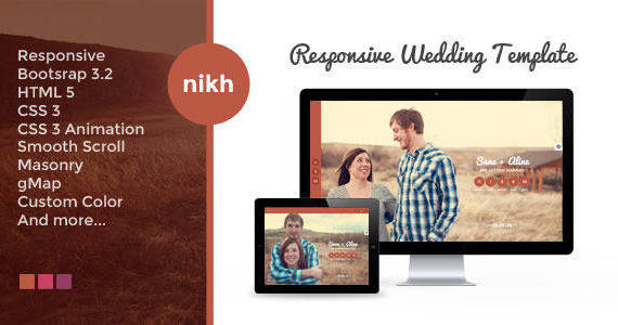 Box nikh responsive wedding template.  large preview