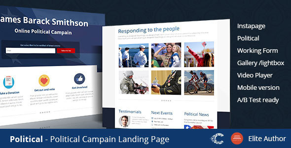 01 political landing page template marketing.  large preview